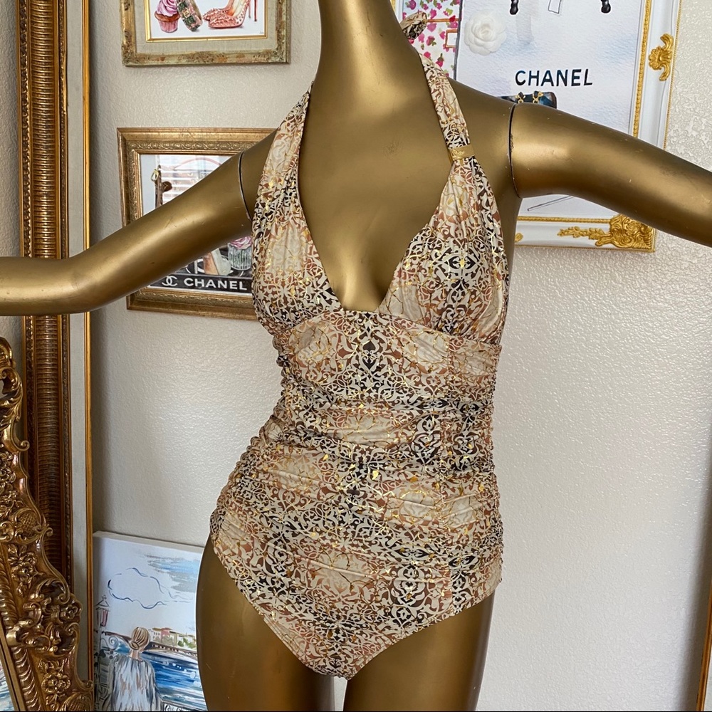 Lisa Blue Call of The Whale Gold Swimsuit
